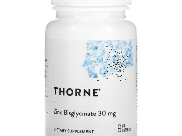 Thorne Research, бисглицинат цинка, 30 мг, 60 капсул
