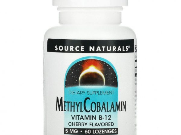 Source Naturals, метилкобаламин, витамин B12, со вкусом вишни, 5 мг, 60 пастилок