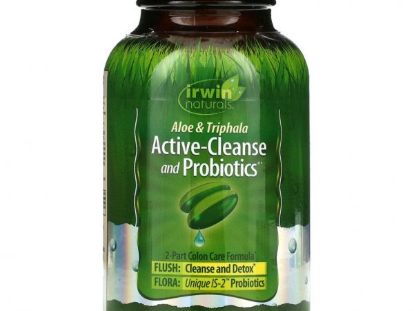 Irwin Naturals, Active-Cleanse and Probiotics, с алоэ и трифалой, 60 мягких желатиновых капсул с жидкостью