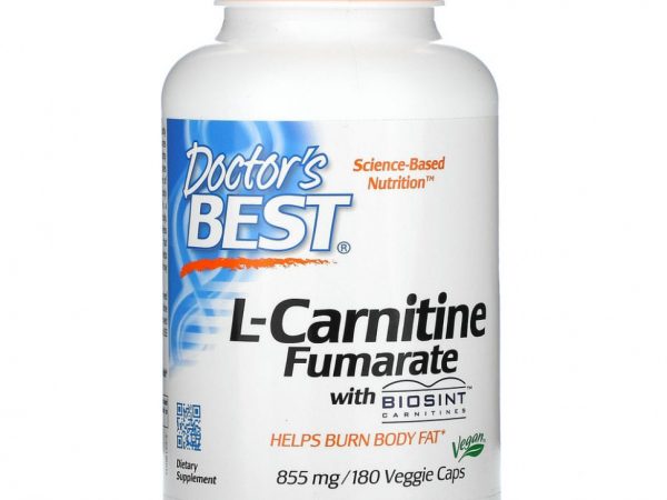 Doctor's Best, L-карнитин фумарат с карнитинами Biosint, 855 мг, 180 вегетарианских капсул