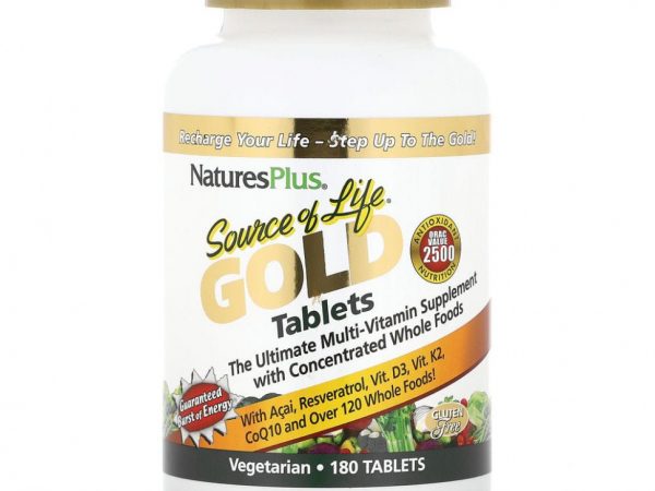 NaturesPlus, Source Of Life Gold Tablets, мультивитаминная добавка, 180 таблеток