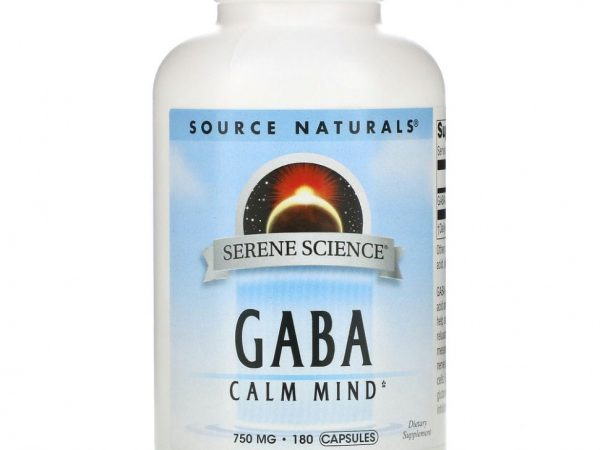 Source Naturals, ГАМК, успокаивающее средство, 750 мг, 180 капсул
