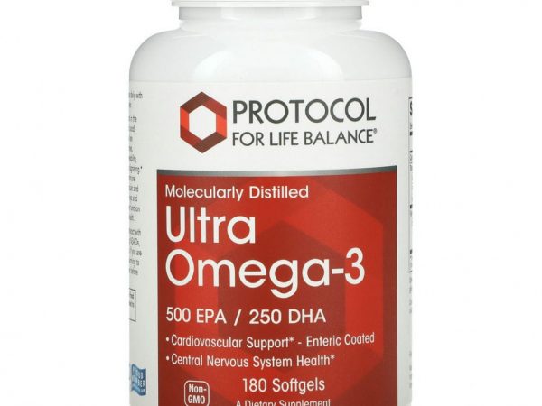 Protocol for Life Balance, Очищенная на молекулярной основе омега-3, 500 ЭПК / 250 ДГК, 180 мягких таблеток