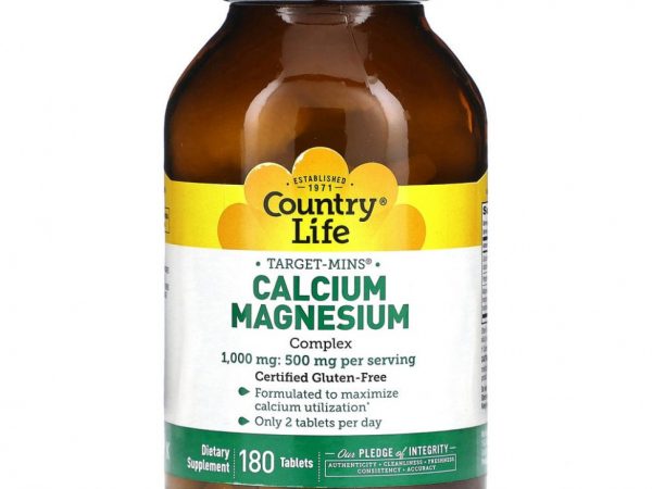 Country Life, Target-Mins, кальций-магниевый комплекс, 180 таблеток