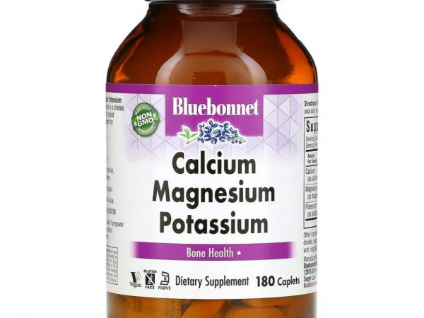 Bluebonnet Nutrition, кальций, магний и калий, 180 капсуловидных таблеток