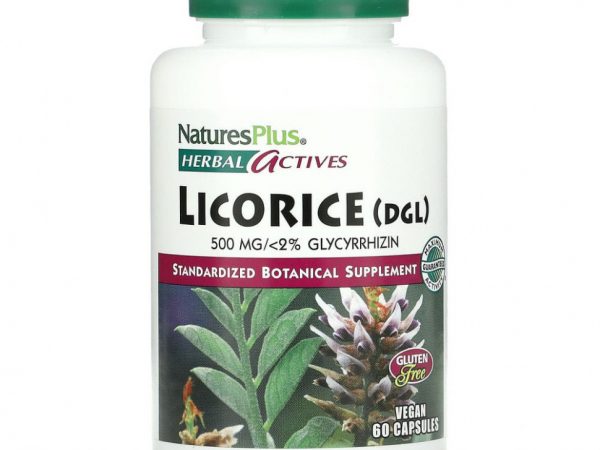 NaturesPlus, Herbal Actives, солодка (DGL), 500 мг, 60 вегетарианских капсул
