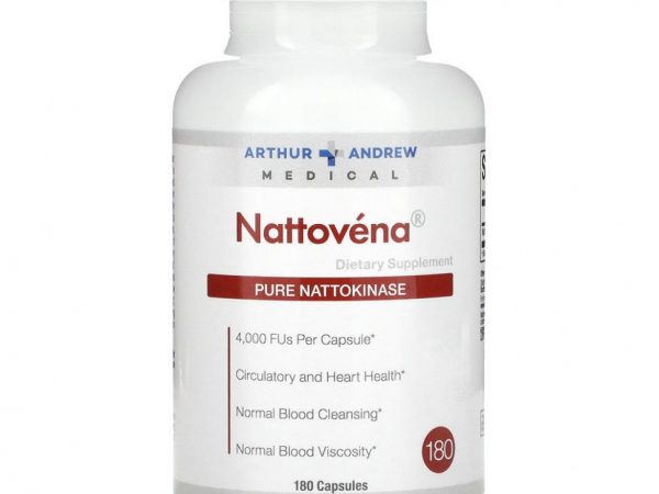 Arthur Andrew Medical, Nattovena, очищенная наттокиназа, 200 мг, 180 капсул