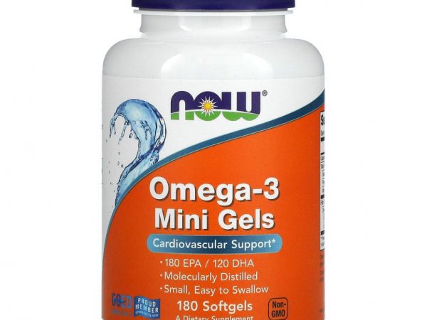 NOW Foods, жирные кислоты омега-3 в мини-капсулах, 180 ЭПК / 120 ДГК, 180 капсул