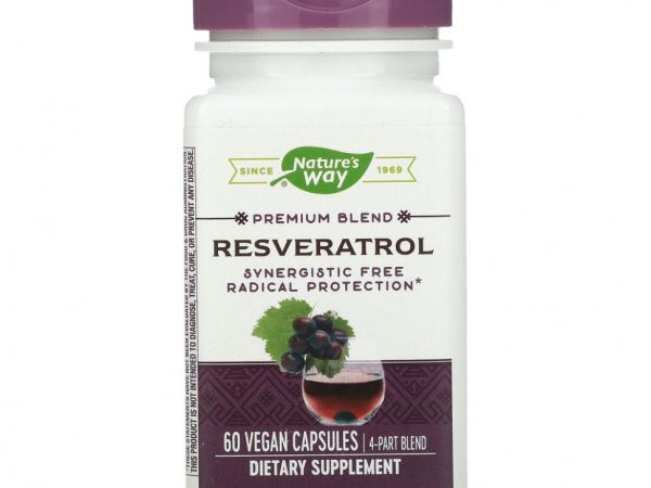 Nature's Way, Premium Blend, ресвератрол, 60 веганских капсул