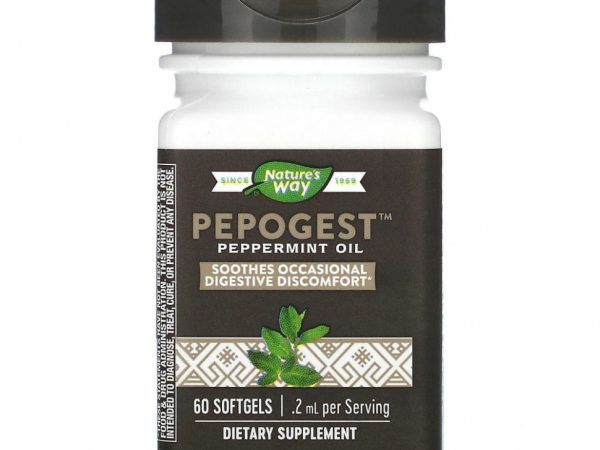 Nature's Way, Pepogest, Масло перечной мяты, 0,2 мг, 60 мягких таблеток