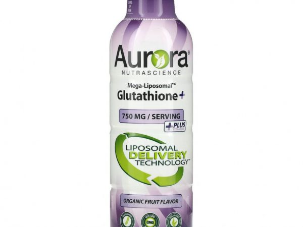 Aurora Nutrascience, мегалипосомальный глутатион+, с витамином C, со вкусом органических фруктов, 750 мг, 480 мл (16 жидк. унций)