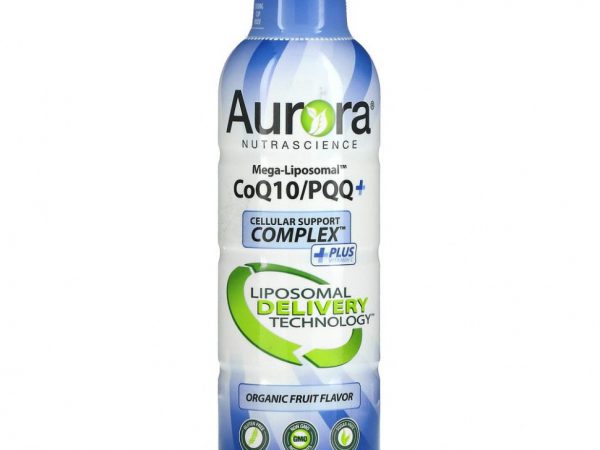 Aurora Nutrascience, Mega-Liposomal CoQ10/PQQ+, коэнзим Q10 и пирролохинолинхинон+, со вкусом органических фруктов, 480 мл (16 жидк. унций)