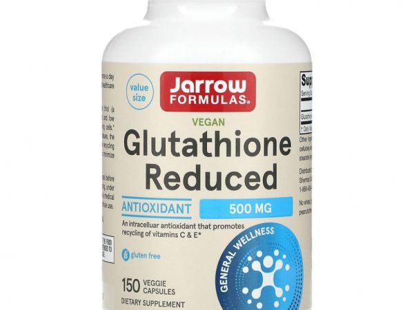 Jarrow Formulas, Глутатион с пониженным содержанием, 500 мг, 150 вегетарианских капсул