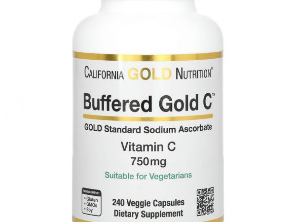 California Gold Nutrition, буферизованный витамин C в капсулах, 750 мг, 240 растительных капсул