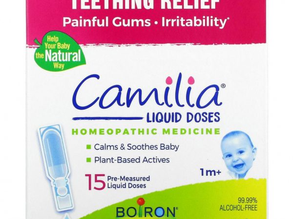 Boiron, Camilia, средство для снятия боли при прорезывании зубов, для младенцев от 1 месяца и старше, 15 заранее отмеренных жидких доз, 1 мл (0,34 жидк. унций) каждая