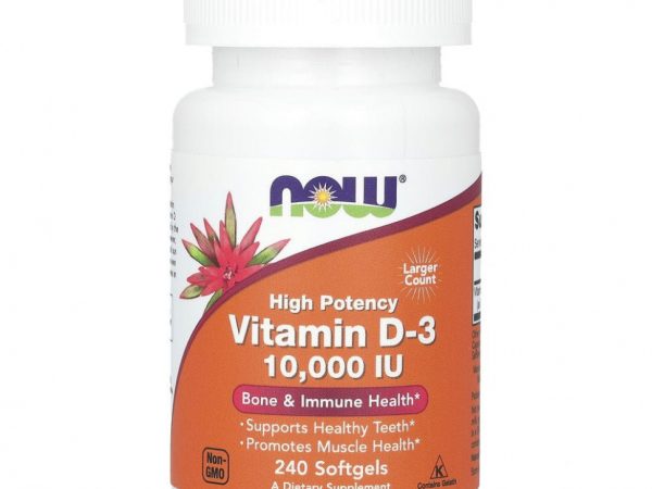 NOW Foods, витамин D3, 250 мкг (10 000 МЕ), 240 капсул
