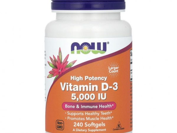 NOW Foods, витамин D3, 125 мкг (5000 МЕ), 240 капсул