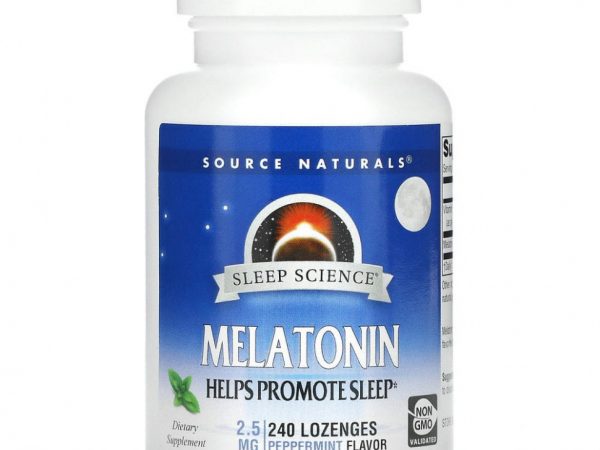 Source Naturals, Мелатонин, перечная мята, 2,5 мг, 240 пастилок