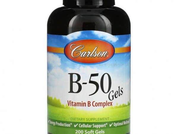 Carlson Labs, гель B-50, комплекс витаминов группы В, 200 капсул