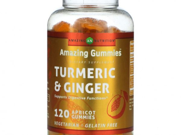 Amazing Nutrition, Amazing Gummies, куркума и имбирь, абрикос, 120 жевательных таблеток