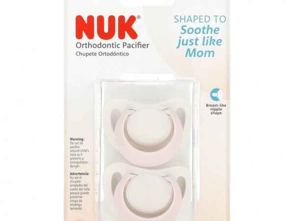 NUK, Orthodontic Pacifier, 0-2 Months, Pink, 2 Pack