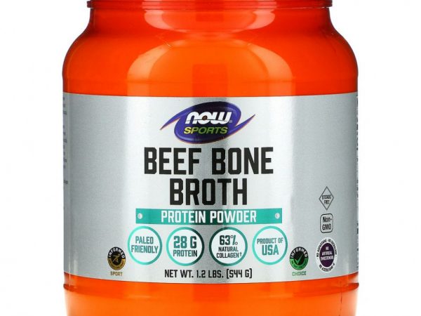 NOW Foods, Sports, протеиновый порошок из говяжьего костного бульона, 544 г (1,2 фунта)
