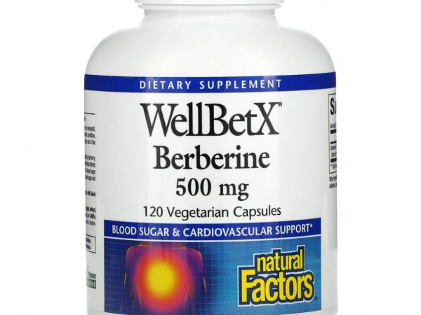Natural Factors, WellBetX, берберин, 500 мг, 120 вегетарианских капсул