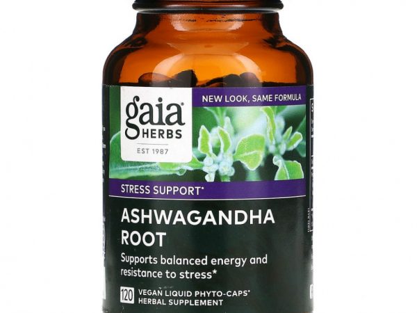 Gaia Herbs, Корень ашваганда, 120 веганских фито-капсул с жидкостью