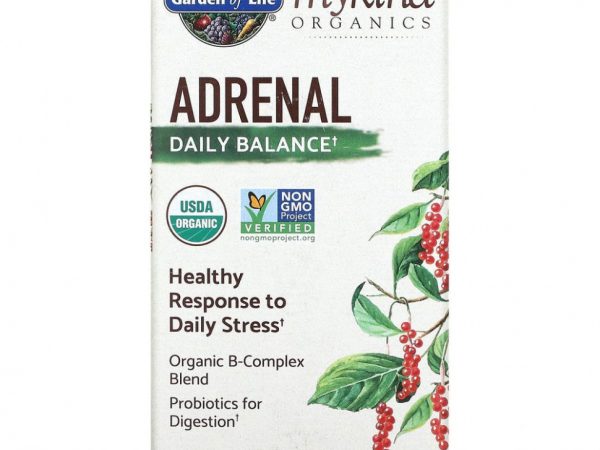 Garden of Life, MyKind Organics, средство для надпочечников, ежедневный баланс, 120 веганских таблеток