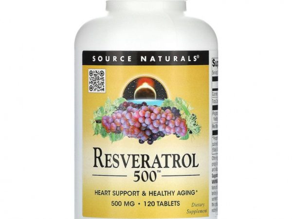 Source Naturals, Ресвератрол, 500 мг, 120 таблеток