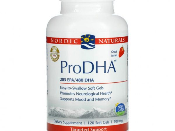 Nordic Naturals, ProDHA, клубничный вкус, 240 мг, 120 мягких таблеток