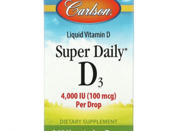 Carlson Labs, Super Daily D3, 100 мкг (4000 МЕ), 10,3 мл (0,35 жидк. Унции)