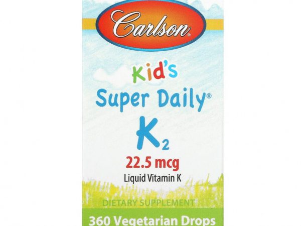 Carlson Labs, Super Daily K2 для детей, 22,5 мкг, 10,16 мл (0,34 жидк. унций)