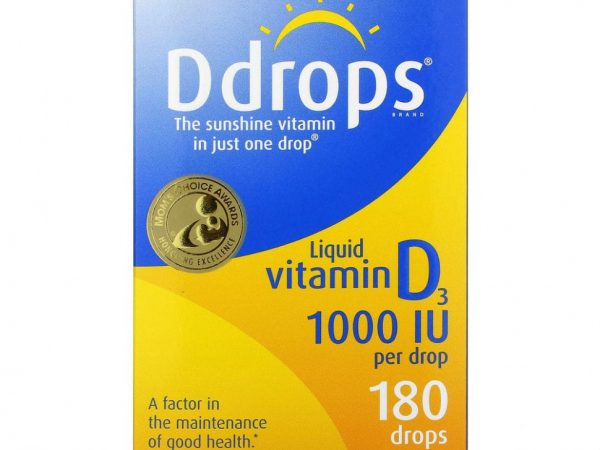 Ddrops, Жидкий витамин D3, 1000 МЕ, 0,17 жидких унций (5 мл)