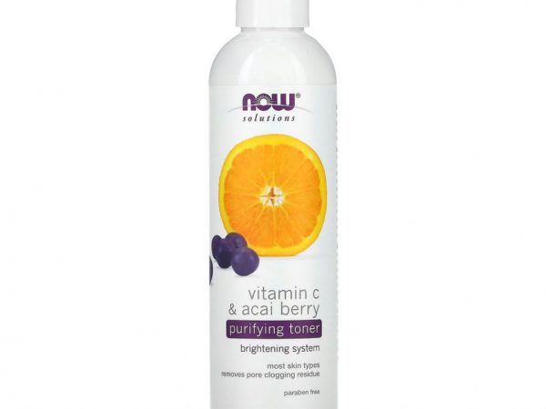 NOW Foods, Solutions, очищающий тоник, витамин С и ягоды асаи, 237 мл (8 жидк. унций)