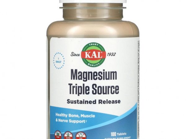 KAL, Магний Triple Source SR, 500 мг, 100 таблеток