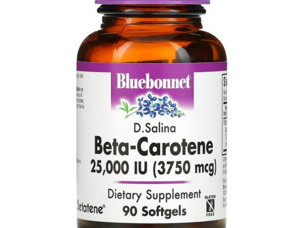 Bluebonnet Nutrition, Натуральный бета-каротин, 25,000 МЕ, 90 гелевых капсул