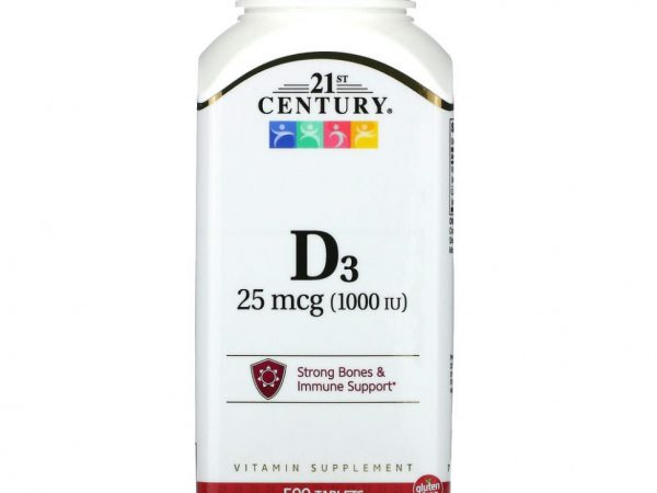 21st Century, витамин D3, 25 мкг (1000 МЕ), 500 таблеток
