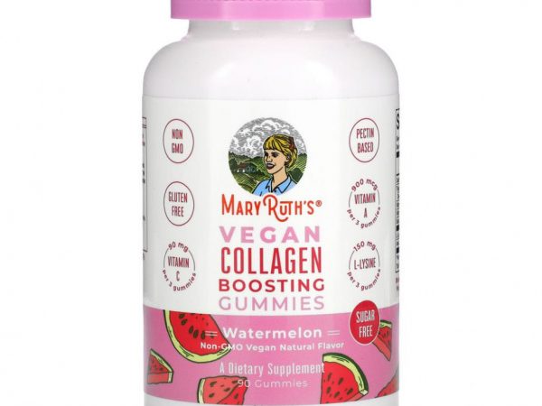 MaryRuth Organics, Веганские жевательные таблетки с коллагеном, арбуз, 90 жевательных таблеток
