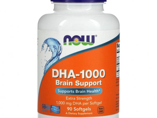 NOW Foods, DHA-1000 для улучшения работы мозга, с повышенной силой действия, 1000 мг, 90 мягких таблеток