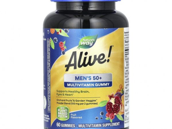 Nature's Way, Живой! Жевательные витамины для мужчин 50+, Великолепный фруктовый вкус, 60 жевательных таблеток