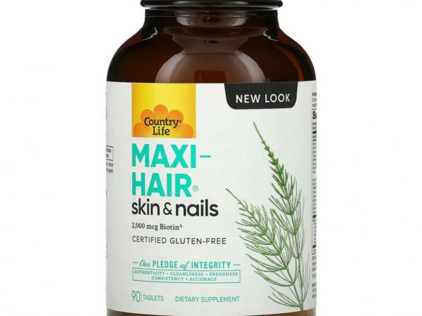 Country Life, Maxi-Hair, добавка для кожи и ногтей, 90 таблеток
