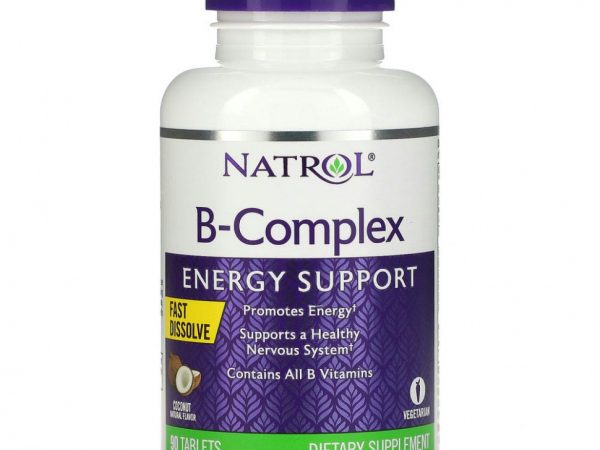Natrol, Комплекс витаминов группы B, быстрорастворимые, натуральный кокосовый вкус, 90 таблеток