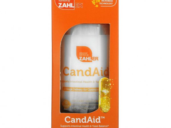 Zahler, CandAid, поддерживает здоровье кишечника и баланс дрожжей, 60 капсул с замедленным высвобождением