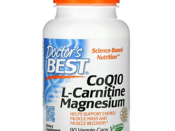 Doctor's Best, коэнзим Q10, L-карнитин и магний, 90 вегетарианских капсул