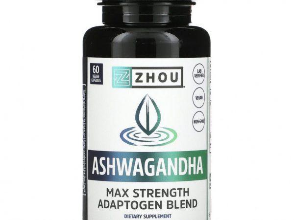 Zhou Nutrition, Ашваганда, максимальная эффективность, 1200 мг, 60 растительных капсул