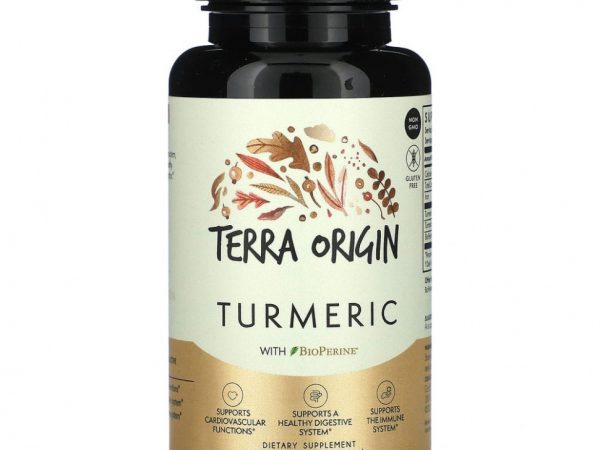 Terra Origin, Куркумин, куркумин и биоперин, 60 растительных капсул