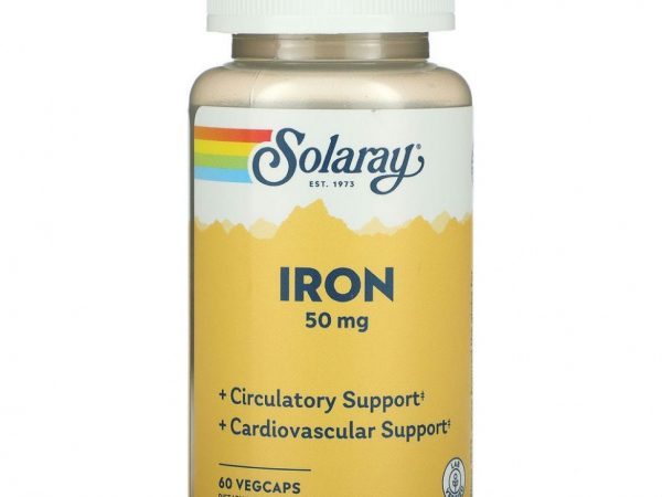 Solaray, Iron (Железо), 50 мг, 60 растительных капсул