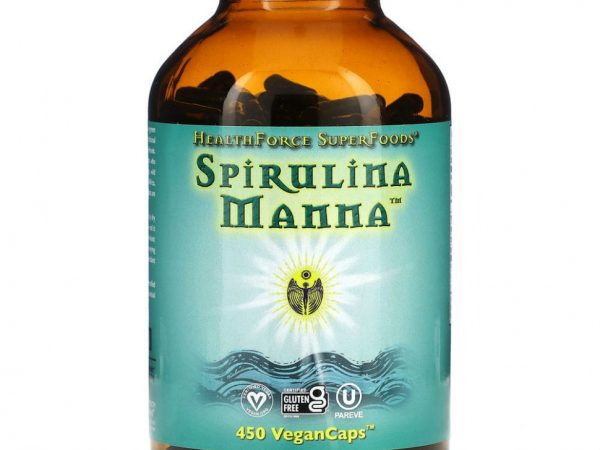HealthForce Superfoods, Спирулина манна, 450 веганских капсул