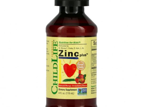 ChildLife, Essentials, Zinc Plus, цинк, натуральный вкус манго и клубники, 118 мл (4 жидк. унции)